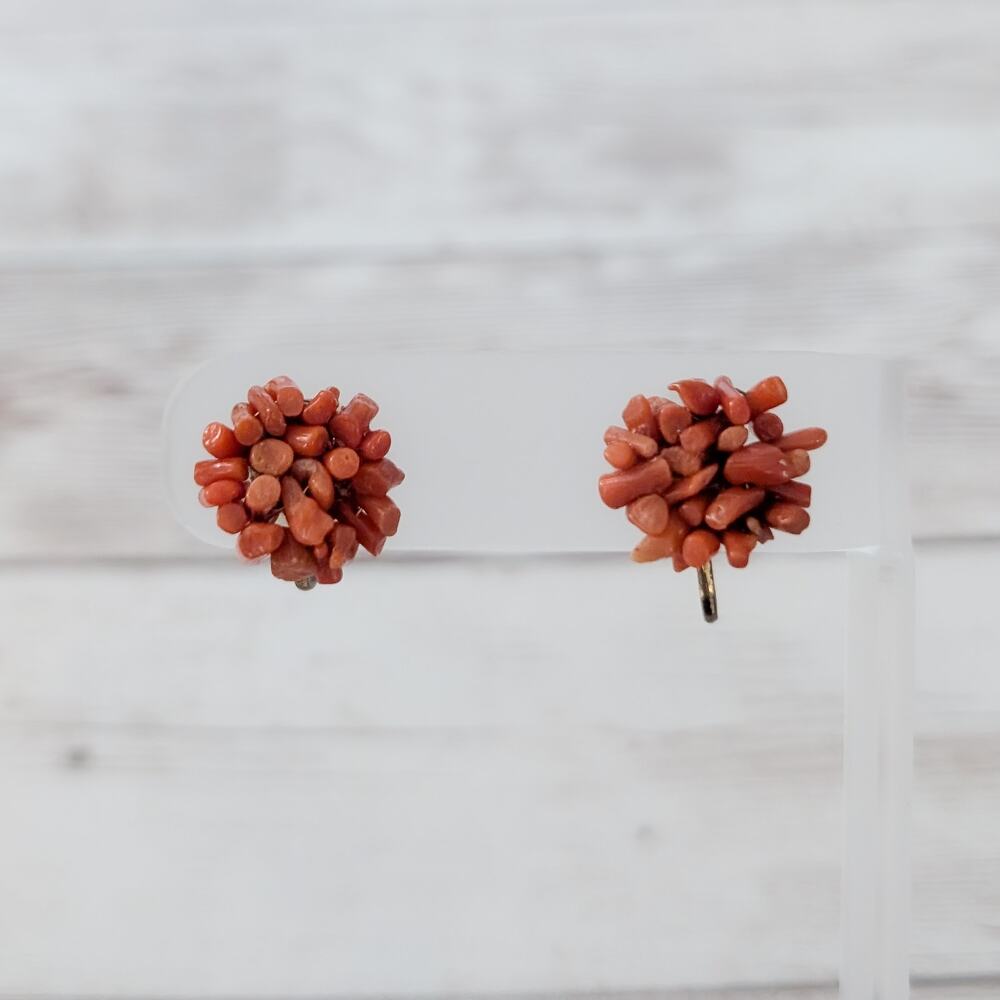 Vintage Screw Back Earrings Burnt Orange 5/8"